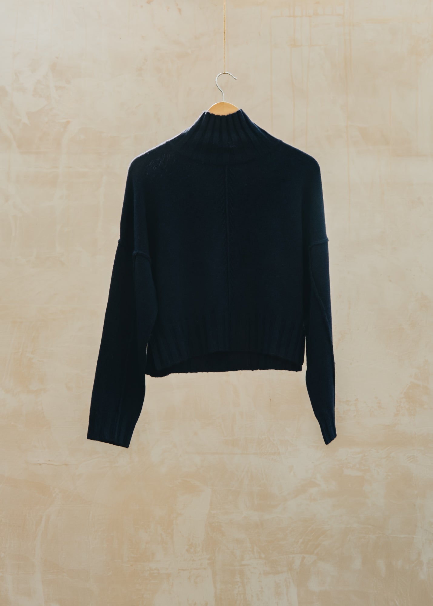 Van Kukil Reese High Neck Boxy Fit Jumper in Dark Sapphire