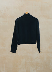 Van Kukil Reese High Neck Boxy Fit Jumper in Dark Sapphire