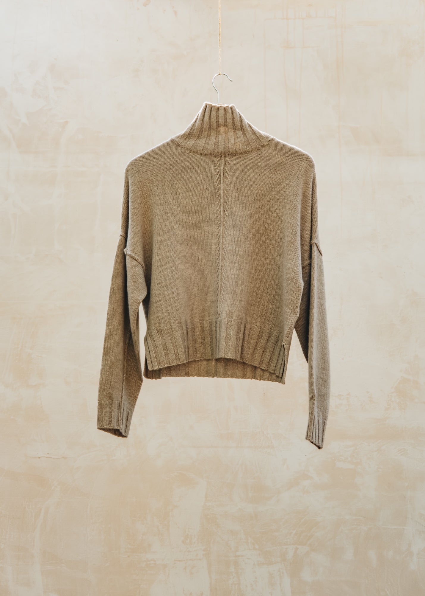 Van Kukil Reese High Neck Boxy Fit Jumper in Wildebeest