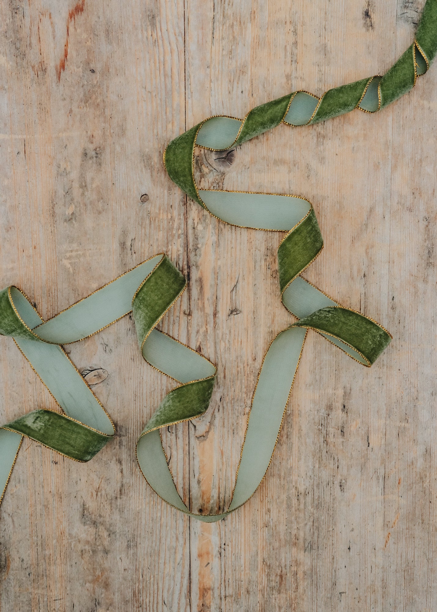 Velvety Gold Ribbon in Moss, 10mx25mm