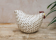 Very Large Ceramic Poulette in White Spotted Black