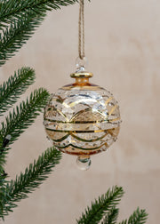 Unique Treasures Victorian Glass Bauble in Amber and Gold