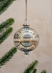 Unique Treasures Victorian Glass Bauble in Blue and Gold