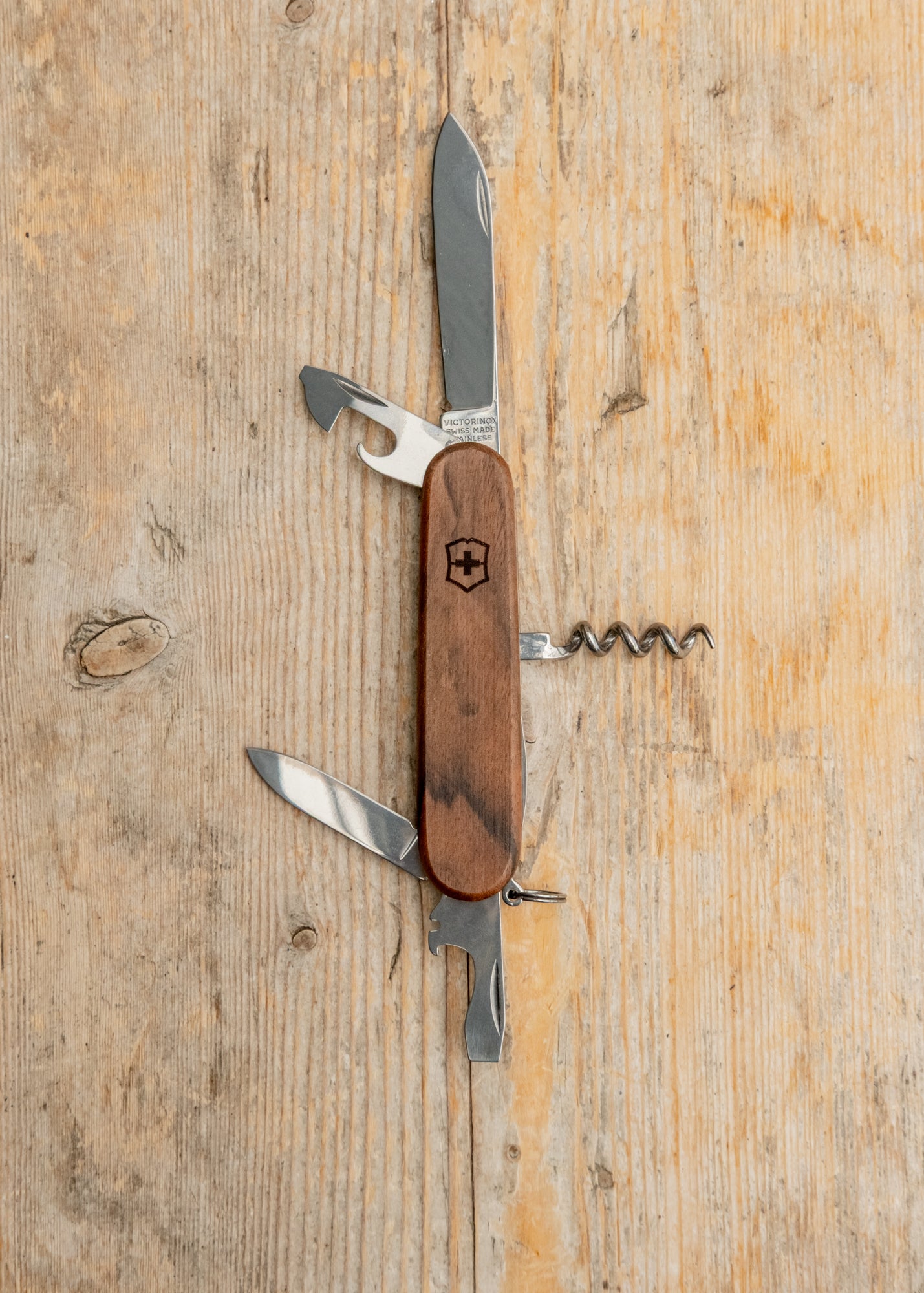 Spartan Wood Swiss Army Knife in Brown, 91mm