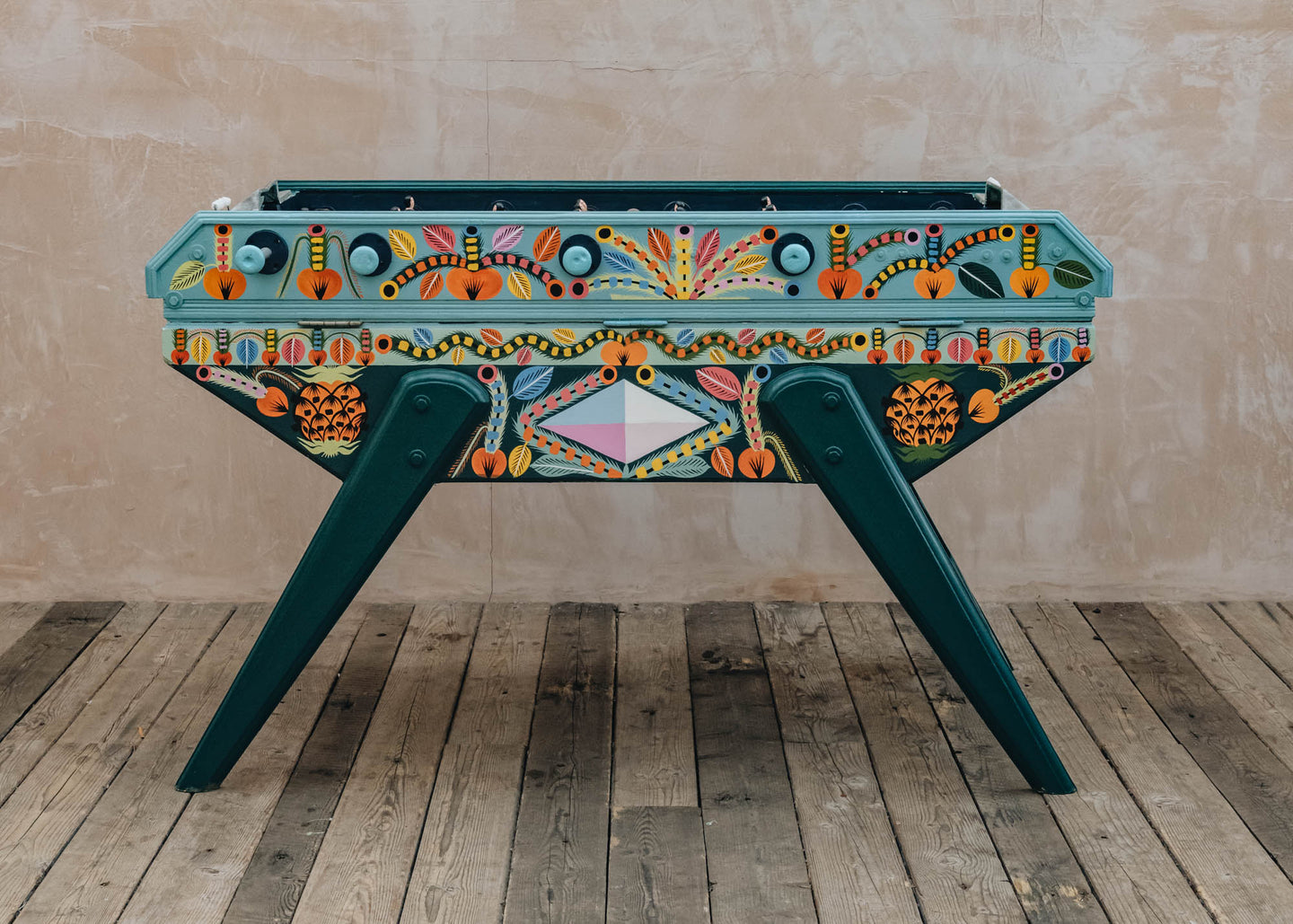 Vintage Football Table in Teal and Green