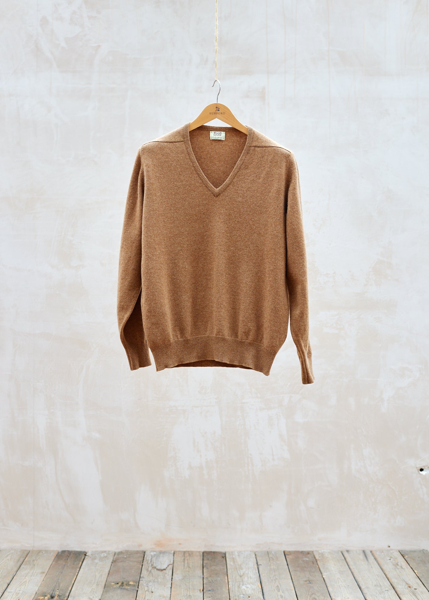 William Lockie 100% Scottish Brown Wool V-Neck 