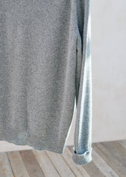 William Lockie Grey 100% Lambswool V-Neck Jumper - XL