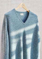 William Lockie Grey 100% Lambswool V-Neck Jumper - XL