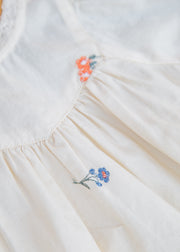 Wheat Babies' Margit Romper in Ivory with Embroidered Flowers