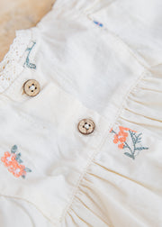 Wheat Babies' Margit Romper in Ivory with Embroidered Flowers
