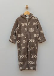 Wheat Babies' Allo Fleece Suit in Dry Wood Jacquard