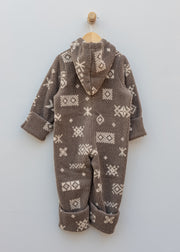 Wheat Babies' Allo Fleece Suit in Dry Wood Jacquard