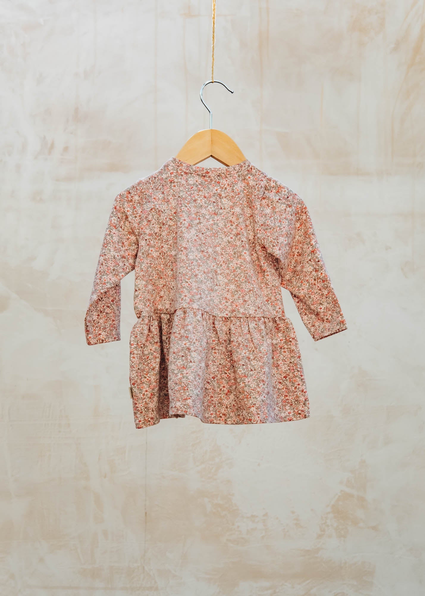 Wheat Babies' Bessie Long Sleeved Dress in Rose Dust Flower Meadow