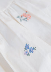 Wheat Children's Thelma Dress in Ivory with Embroidered Flowers