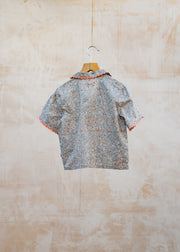 Wheat Children's Vilma Short Sleeve Lace Shirt in Air Blue Flowers