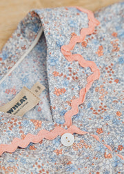 Wheat Children's Vilma Short Sleeve Lace Shirt in Air Blue Flowers