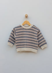 Wheat Babies' and Toddler's Harlow Jacquard Pullover in Grey Blue