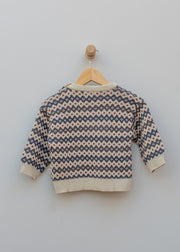 Wheat Babies' and Toddler's Harlow Jacquard Pullover in Grey Blue