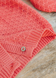 Wheat Knitted Magnella Cardigan in Coral
