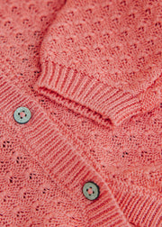 Wheat Knitted Magnella Cardigan in Coral