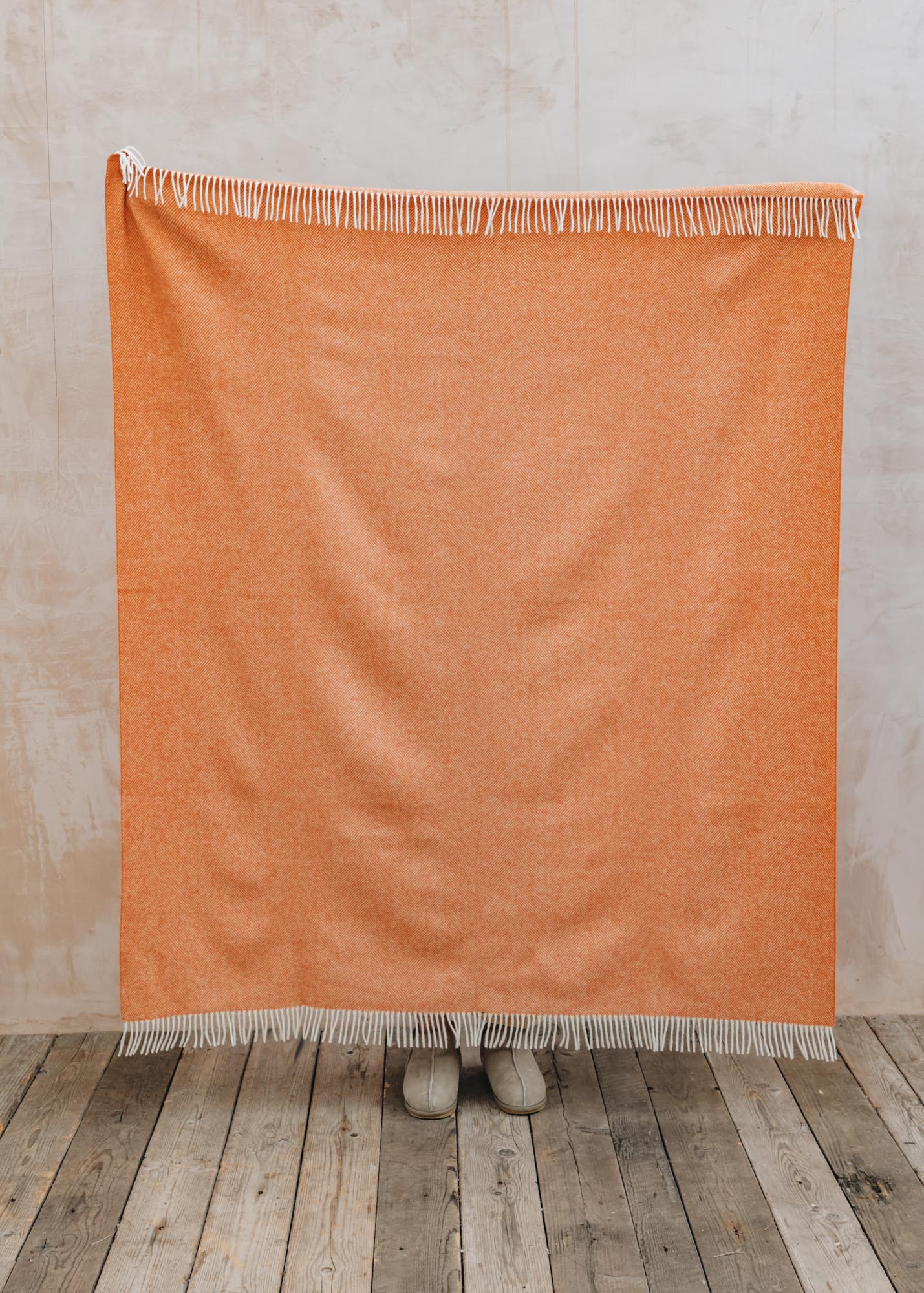 Bronte Moon Orange and White Herringbone Throw