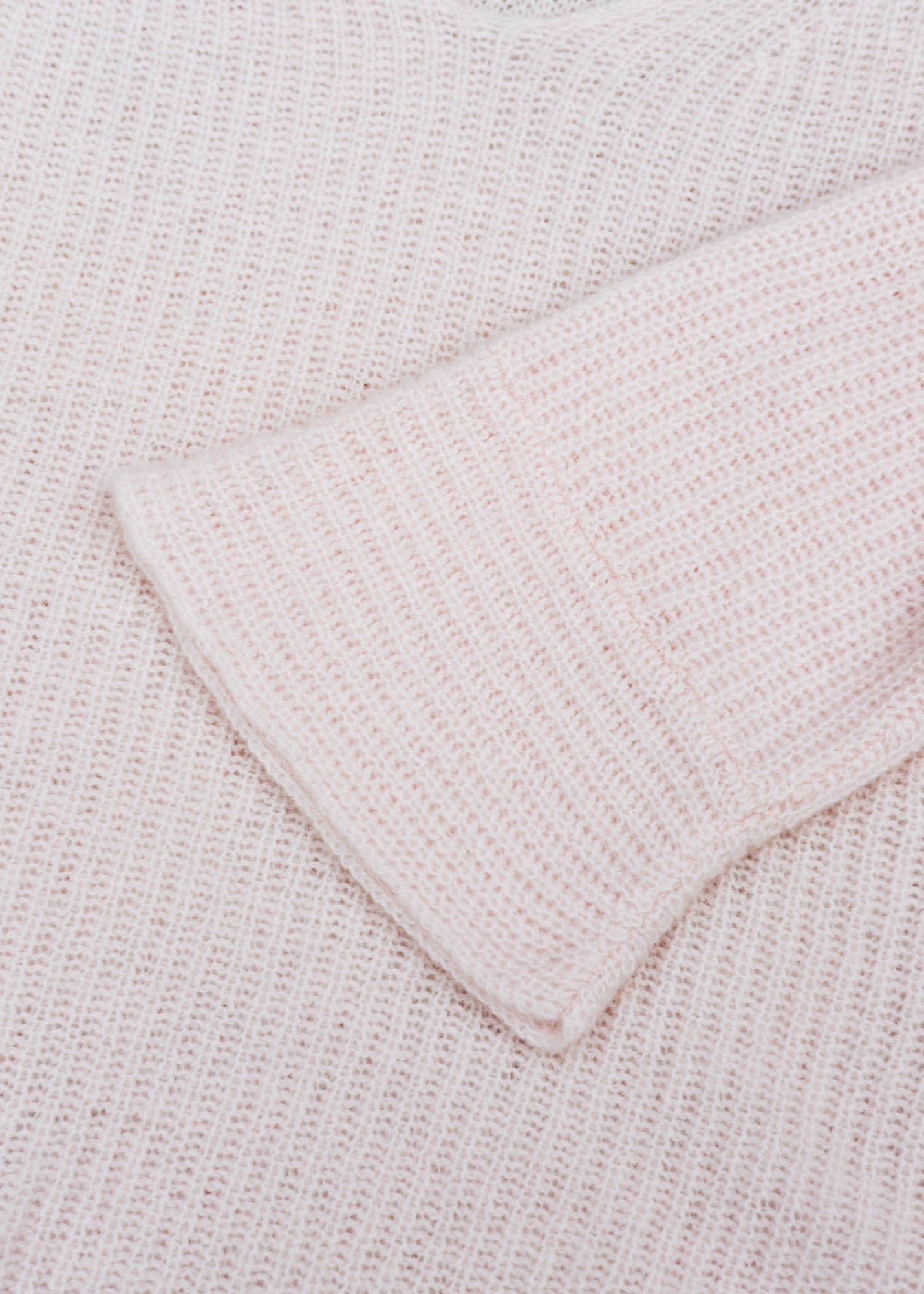 Van Kukil Wide Sleeve Adele Ribbed V-Neck Jumper in Misty Pink