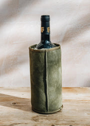 KYWIE Sheepskin Wine Cooler in Khaki Suede