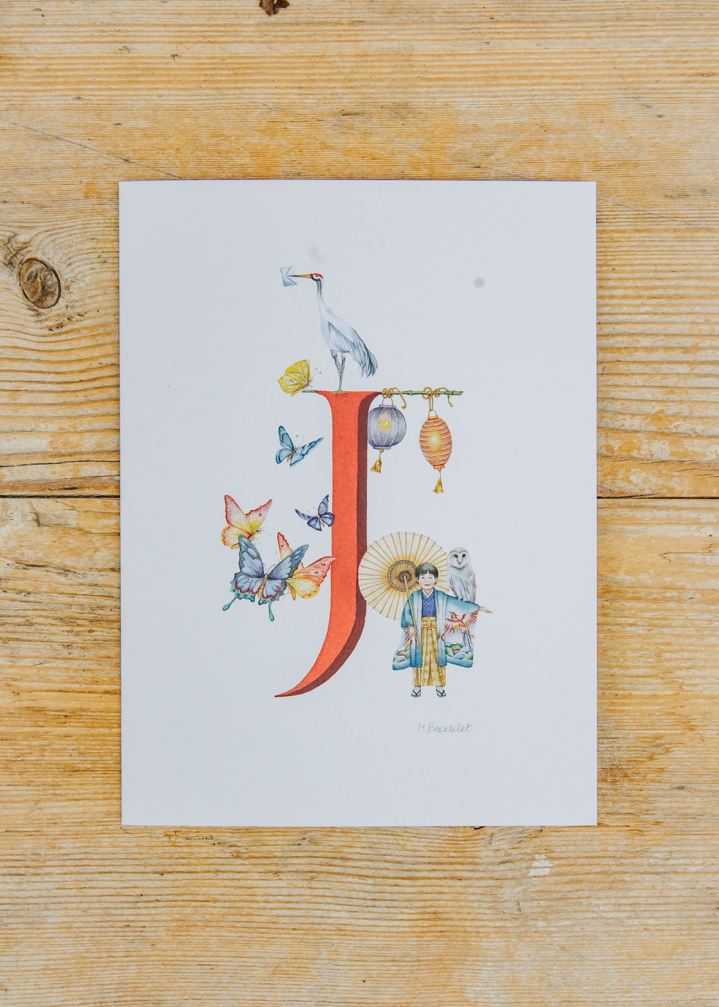 Letter Card J, Japan Boy