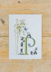 Letter Card P, Panda