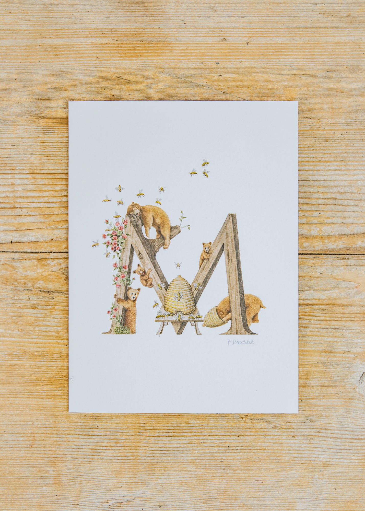 Letter Card M - Miel/Honey