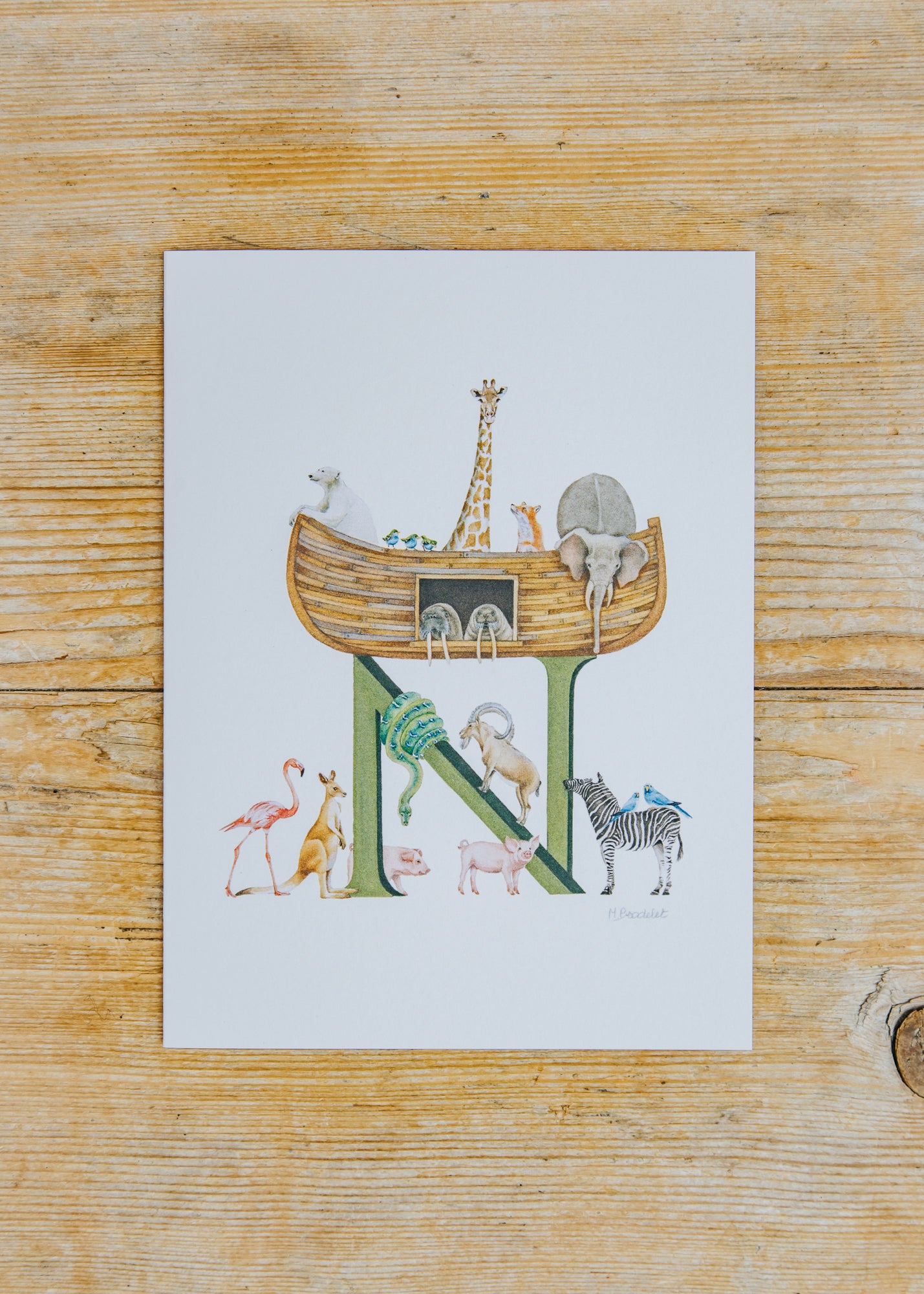 Letter Card N, Noah