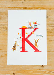 Wishing Well A4 Letter Print K, Kitchen