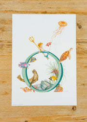 Wishing Well A4 Letter Print O, Ocean