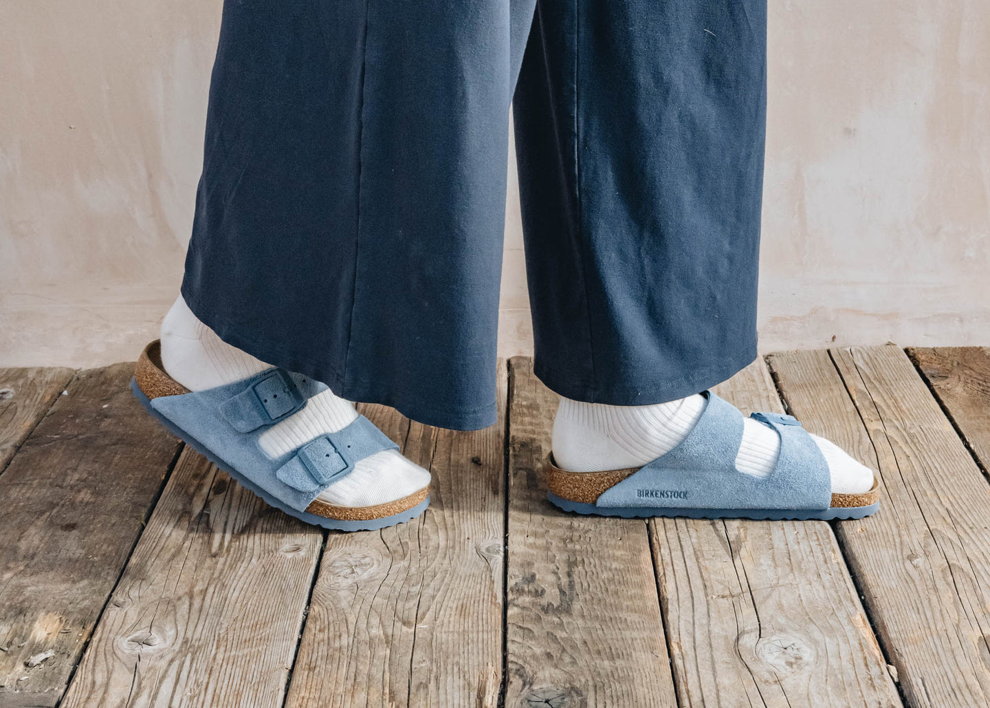 Women's Birkenstock Arizona Suede Narrow Sandals in Elemental Blue