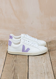 Women's Veja Esplar Leather Trainers in Extra White and Lavender