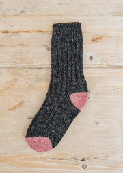 Two Left Feet Agencies Women's Traditional Socks in Peat with Pink Heel and Toe