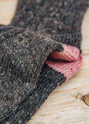 Two Left Feet Agencies Women's Traditional Socks in Peat with Pink Heel and Toe