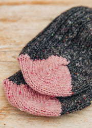 Two Left Feet Agencies Women's Traditional Socks in Peat with Pink Heel and Toe