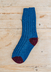 Two Left Feet Agencies Women's Traditional Socks in Royal Blue with Plum Heel and Toe