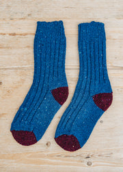 Two Left Feet Agencies Women's Traditional Socks in Royal Blue with Plum Heel and Toe