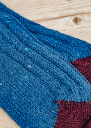 Two Left Feet Agencies Women's Traditional Socks in Royal Blue with Plum Heel and Toe