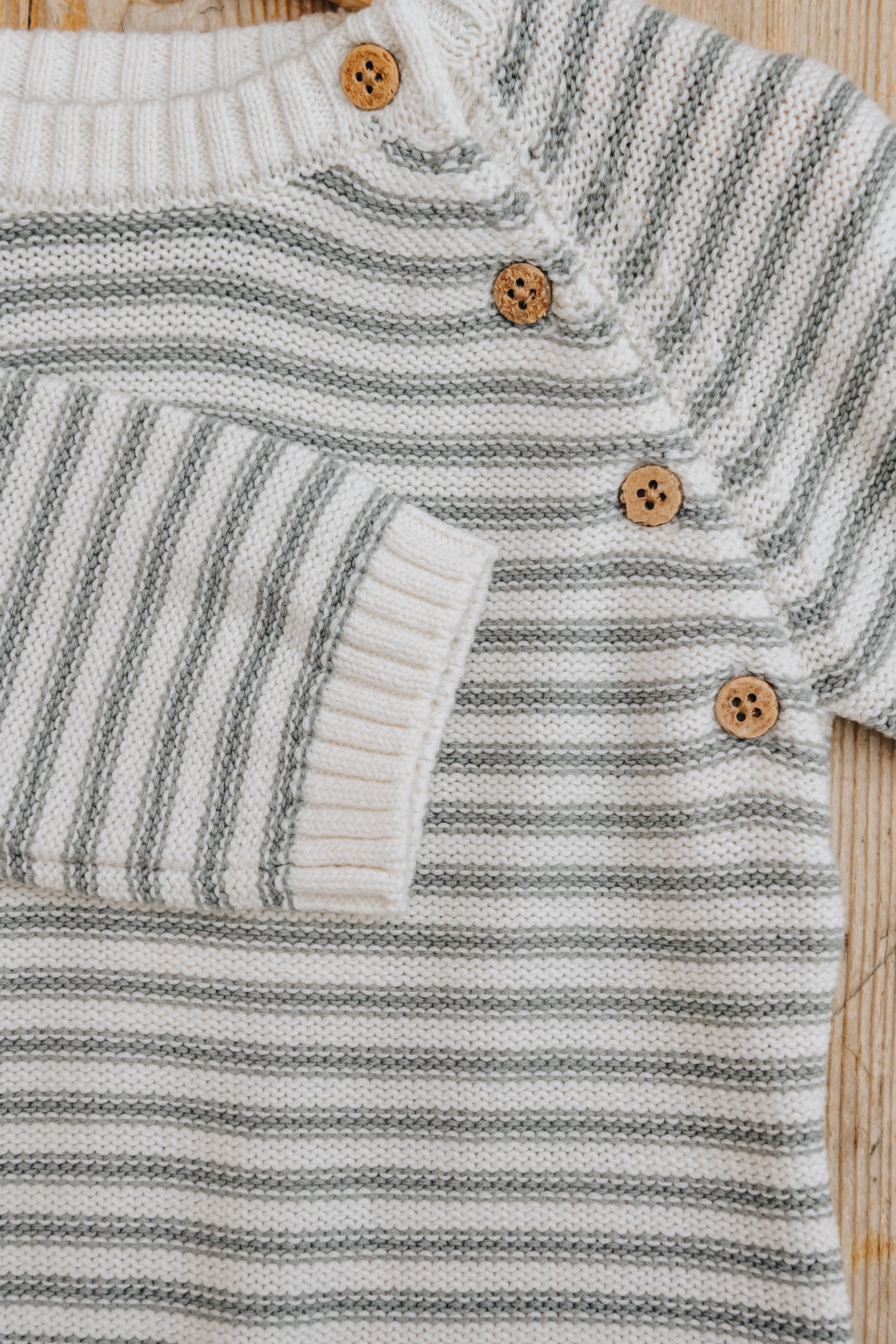 Lil' Atelier Babies' Wrap Knitted Jumper in Coconut Milk