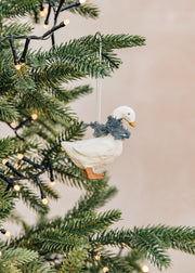 Books Goose with Grey Scarf Papier-mâché Decoration