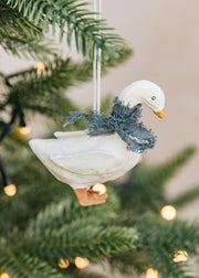 XO Handcraft Goose with Grey Scarf Papier-mâché Decoration