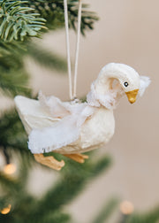XO Handcraft Goose with Pink Scarf Papier-mâché Decoration