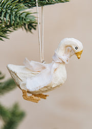 XO Handcraft Goose with Pink Scarf Papier-mâché Decoration