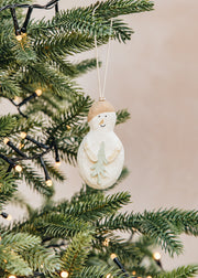 Books Snowman with Christmas Tree Papier-mâché Decoration