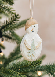 XO Handcraft Snowman with Christmas Tree Papier-mâché Decoration