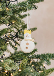 Books Snowman with Royal Crown Papier-mâché Decoration