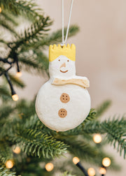 XO Handcraft Snowman with Royal Crown Papier-mâché Decoration